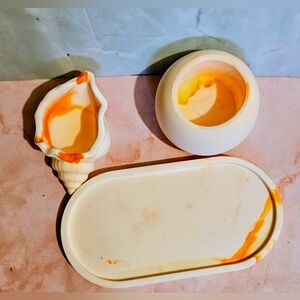 Elegant Cream and Orange Vase Set